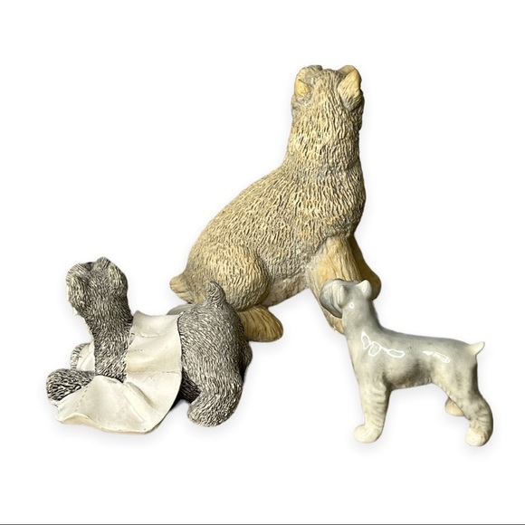 Schnauzer Dog Figures Statue‎ Collection Lot of 3 Resin Ceramic Playful - Picture 4 of 9